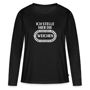Chemin de fer - T-shirt manches longues Premium bio Femme - noir - Devant - Julia (174cm)