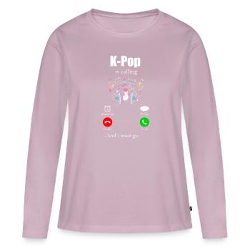 K-Pop - T-shirt manches longues Premium bio Femme - rose poudré - Devant - Julia (174cm)