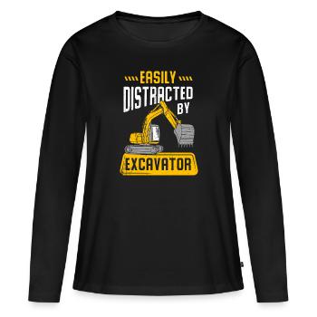 Bagger - Frauen Premium Bio Langarmshirt - Schwarz - Vorne - Julia (174cm)
