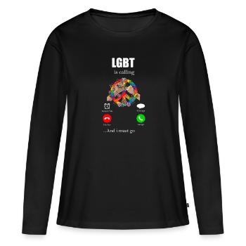 LGBT - Frauen Premium Bio Langarmshirt - Schwarz - Vorne - Julia (174cm)