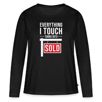 Agent immobilier immobilier agent immobilier maisons - T-shirt manches longues Premium bio Femme - noir - Devant - Julia (174cm)
