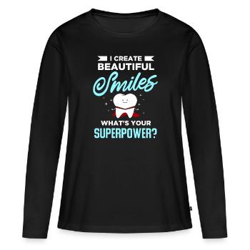 Dentiste Cadeau Dentist Dental Docteur Dents - T-shirt manches longues Premium bio Femme - noir - Devant - Julia (174cm)