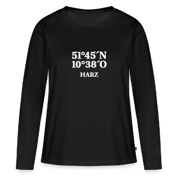 Harz Koordinaten - Frauen Premium Bio Langarmshirt - Schwarz - Vorne - Julia (174cm)