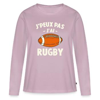 Je Peux Pas J'ai Rugby - T-shirt manches longues Premium bio Femme - rose poudré - Devant - Julia (174cm)