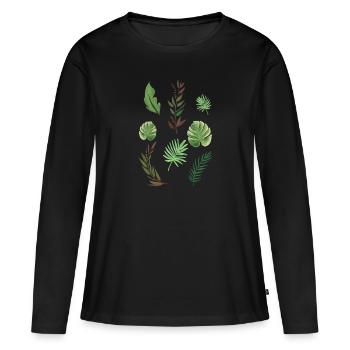 Plantes Plantes Feuilles - T-shirt manches longues Premium bio Femme - noir - Devant - Julia (174cm)