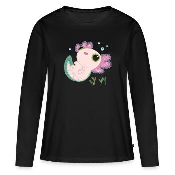 Axolotl doux - T-shirt manches longues Premium bio Femme - noir - Devant - Julia (174cm)