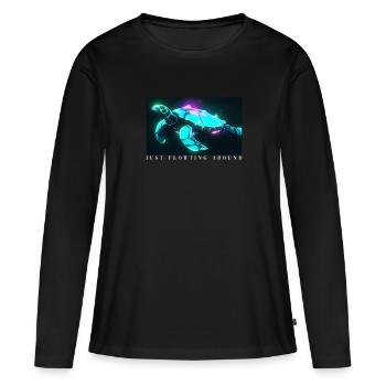 Juste couler autour de tortue tortue géante - T-shirt manches longues Premium bio Femme - noir - Devant - Julia (174cm)