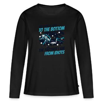 Plus près du bas Le plus loin des idiots - T-shirt manches longues Premium bio Femme - noir - Devant - Julia (174cm)