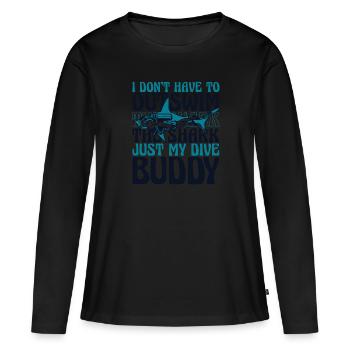 Je n’ai pas à nager plus loin que les lunettes de requin - T-shirt manches longues Premium bio Femme - noir - Devant - Julia (174cm)