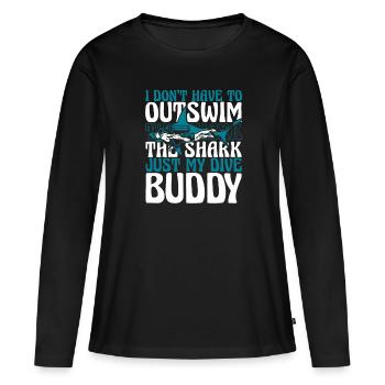 Je n’ai pas à nager plus loin que les lunettes de requin - T-shirt manches longues Premium bio Femme - noir - Devant - Julia (174cm)