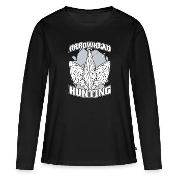Conseils de chasse à la pointe de flèche Chasseur de pointes de flèches - T-shirt manches longues Premium bio Femme - noir - Devant - Julia (174cm)