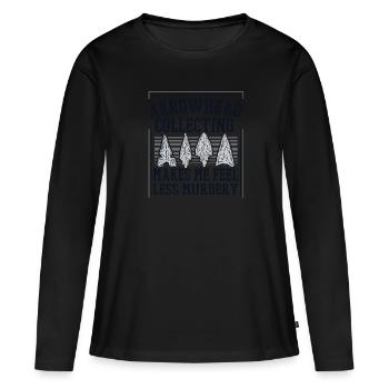 me fait me sentir moins meurtrier Conseils de chasse - T-shirt manches longues Premium bio Femme - noir - Devant - Julia (174cm)