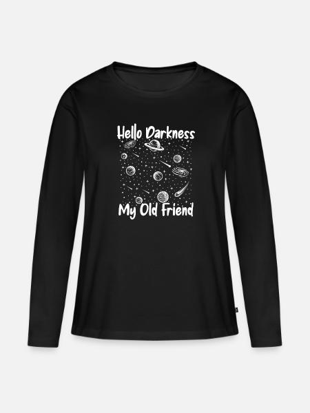 Hello Darkness My Old Friend Sternenhimmel - Frauen Premium Bio Langarmshirt - Schwarz