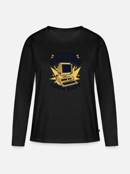 I Make Coding Look Easy Developer Coder - Frauen Premium Bio Langarmshirt - Schwarz