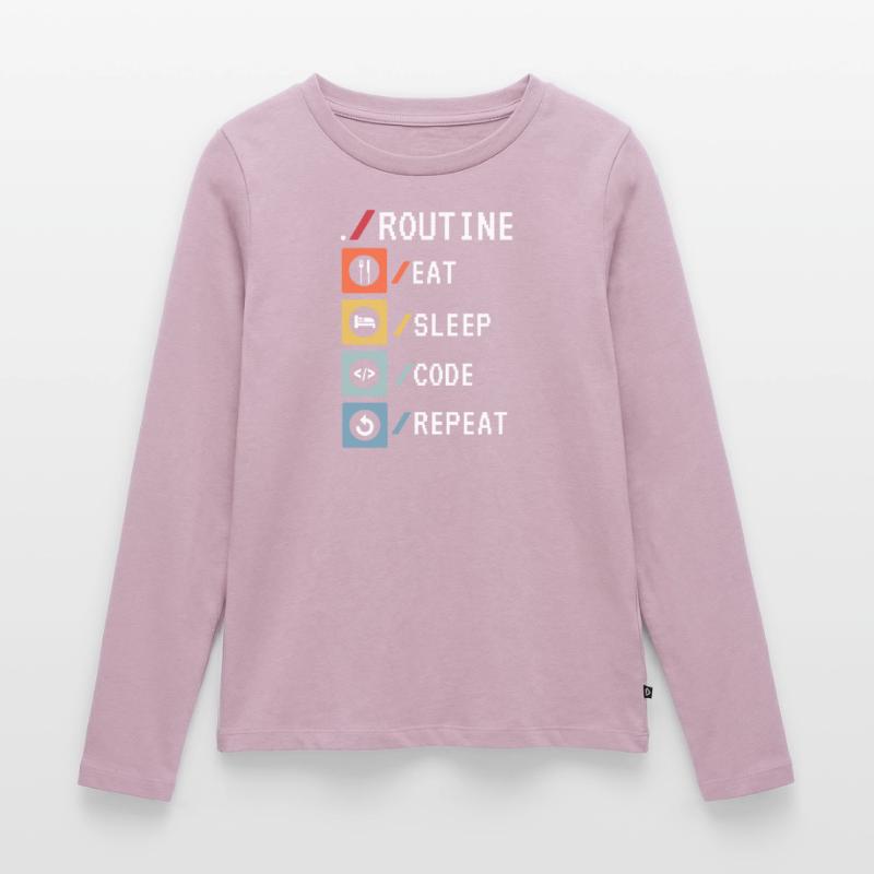 Routine Eat Sleep Code Repeat Developer Coder Frauen Premium Bio Langarmshirt