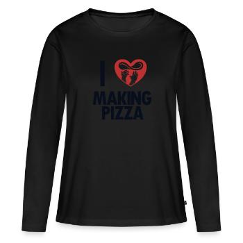 J’adore faire pizza plateau pizza pizza four pizza pizza - T-shirt manches longues Premium bio Femme - noir - Devant - Julia (174cm)