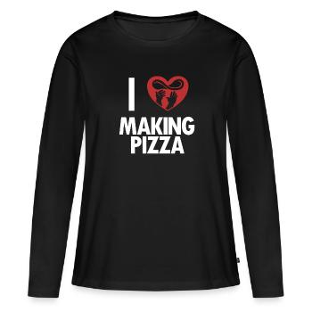 J’adore faire pizza plateau pizza pizza four pizza pizza - T-shirt manches longues Premium bio Femme - noir - Devant - Julia (174cm)
