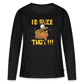 Je trancherais ce four à pizza Pizza Plaque à pizza - T-shirt manches longues Premium bio Femme - noir - Devant - Julia (174cm)