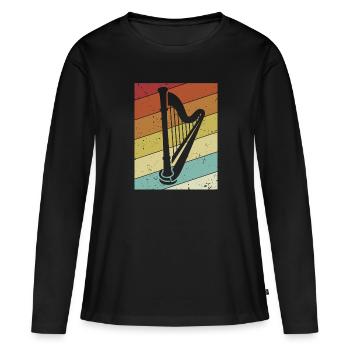 Retro concert harpe harpe musique harpe harpe harpe joueur - T-shirt manches longues Premium bio Femme - noir - Devant - Julia (174cm)