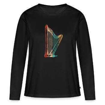 Retro concert harpe harpe musique harpe harpe harpe joueur - T-shirt manches longues Premium bio Femme - noir - Devant - Julia (174cm)