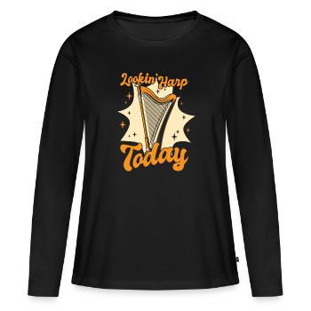 Lookin Harp Today Harp Music Harp Harp Harp Player - T-shirt manches longues Premium bio Femme - noir - Devant - Julia (174cm)