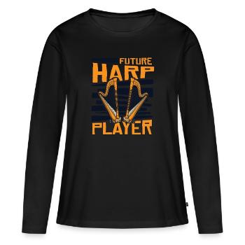 Futur joueur de harpe Harpe Musique Harpe Harpe Harpe Joueur de harpe - T-shirt manches longues Premium bio Femme - noir - Devant - Julia (174cm)