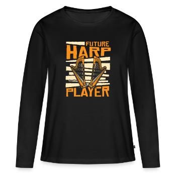 Futur joueur de harpe Harpe Musique Harpe Harpe Harpe Joueur de harpe - T-shirt manches longues Premium bio Femme - noir - Devant - Julia (174cm)