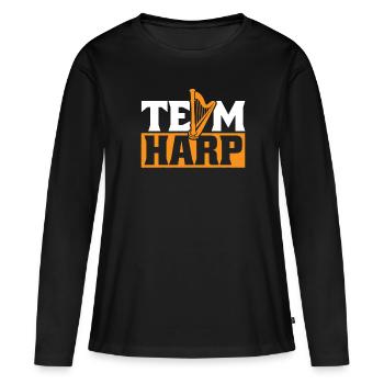 Harpe d’équipe Harpe de concert Harpe Harpe Musique - T-shirt manches longues Premium bio Femme - noir - Devant - Julia (174cm)