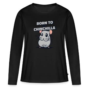Né pour être un chinchilla à queue courte longue queue - T-shirt manches longues Premium bio Femme - noir - Devant - Julia (174cm)