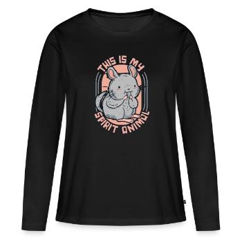 C’est mon animal à queue courte longue queue - T-shirt manches longues Premium bio Femme - noir - Devant - Julia (174cm)