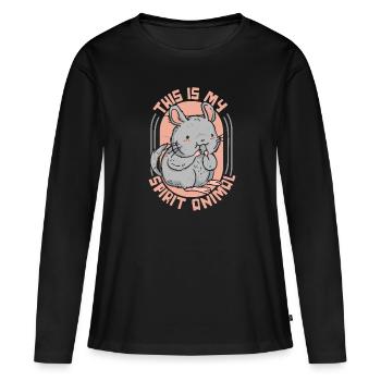 C’est mon animal à queue courte longue queue - T-shirt manches longues Premium bio Femme - noir - Devant - Julia (174cm)