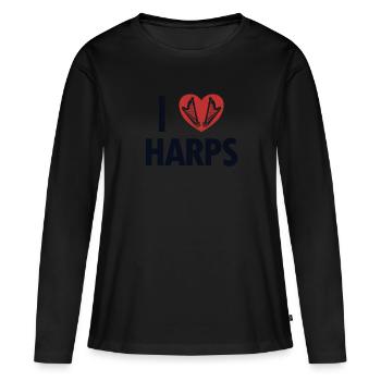 J’aime les harpes harpe de concert harpe harpe musicale harpe - T-shirt manches longues Premium bio Femme - noir - Devant - Julia (174cm)