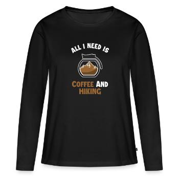 Café et randonnée Randonnée en montagne Randonnée Randonnée - T-shirt manches longues Premium bio Femme - noir - Devant - Julia (174cm)