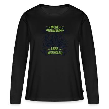 More Mountains Less Assholes Speedklettern - Frauen Premium Bio Langarmshirt - Schwarz - Vorne - Julia (174cm)