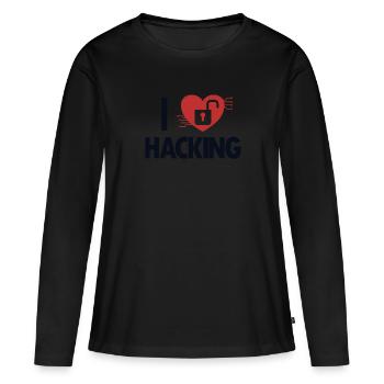 J’adore Hacking Phishing Sniffer Social - T-shirt manches longues Premium bio Femme - noir - Devant - Julia (174cm)