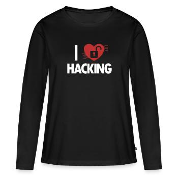 J’adore Hacking Phishing Sniffer Social - T-shirt manches longues Premium bio Femme - noir - Devant - Julia (174cm)