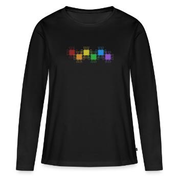 Hacker LGBT Rainbow Phishing Sniffer Grey Hat - T-shirt manches longues Premium bio Femme - noir - Devant - Julia (174cm)