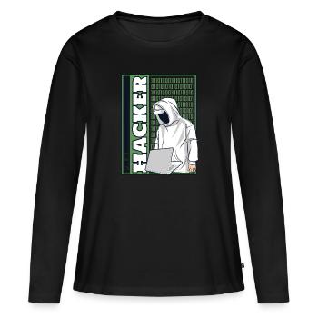 Je suis un hacker Ingénierie sociale Phishing Sniffer - T-shirt manches longues Premium bio Femme - noir - Devant - Julia (174cm)