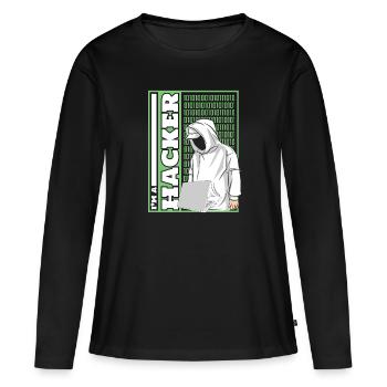 Je suis un hacker Ingénierie sociale Phishing Sniffer - T-shirt manches longues Premium bio Femme - noir - Devant - Julia (174cm)
