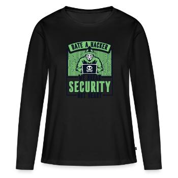 Date Hacker Nous brisons la sécurité Pas le phishing cardiaque - T-shirt manches longues Premium bio Femme - noir - Devant - Julia (174cm)