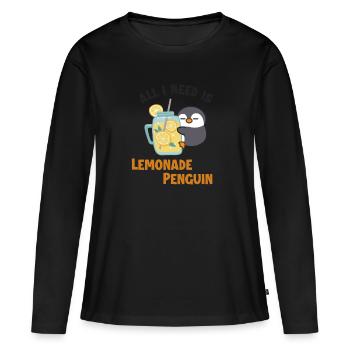 La limonade et mes amoureux de la limonade Pingouin - T-shirt manches longues Premium bio Femme - noir - Devant - Julia (174cm)
