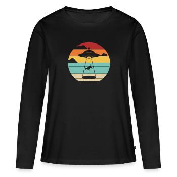 Conspiration extraterrestre OVNI - T-shirt manches longues Premium bio Femme - noir - Devant - Julia (174cm)