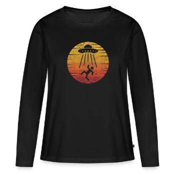 Conspiration extraterrestre OVNI - T-shirt manches longues Premium bio Femme - noir - Devant - Julia (174cm)