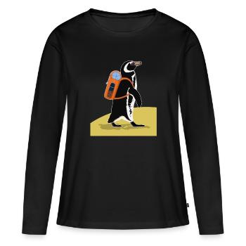 Randonnée en montagne Randonnées Randonnées - T-shirt manches longues Premium bio Femme - noir - Devant - Julia (174cm)