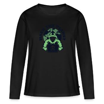 Hack The Planet Phishing Sniffer Social - T-shirt manches longues Premium bio Femme - noir - Devant - Julia (174cm)