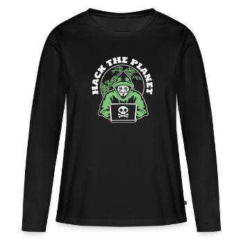 Hack The Planet Phishing Sniffer Social - T-shirt manches longues Premium bio Femme - noir - Devant - Julia (174cm)