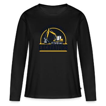Easily Distracted By Excavators Crawler Excavator - Women's Premium Organic Long Sleeve Shirt - black - Front - Julia (174cm)