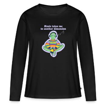 Musik Bringt Mich In Eine Andere Dimension Ufo - Frauen Premium Bio Langarmshirt - Schwarz - Vorne - Julia (174cm)