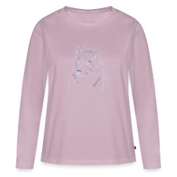 Vierbeiner Wauwau Rüde Hundebesitzer Wolfshund - T-shirt manches longues Premium bio Femme - rose poudré - Devant - Julia (174cm)