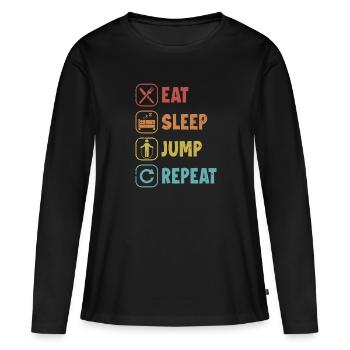 Manger Sommeil Sauter Répéter Sauter Vitesse Sauter Saut - T-shirt manches longues Premium bio Femme - noir - Devant - Julia (174cm)